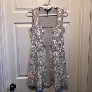 BCBG Maxazria dress Wilma floral classic grey blue women small sleeveless